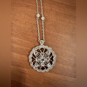 Silver and CZ 16” necklace